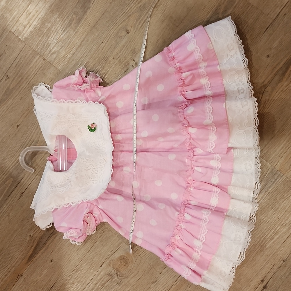 Vintage 80's Large Baby Doll‎ Dress. Pink with White Polka Dots.